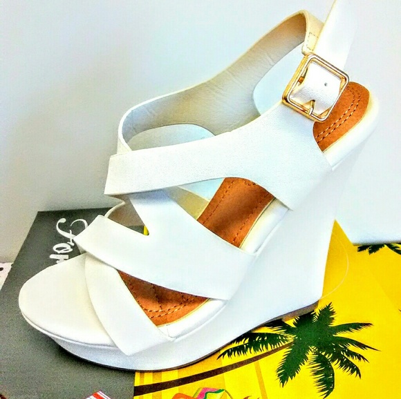 Elegant Moments Shoes - NEW! White Wedge Shoes!